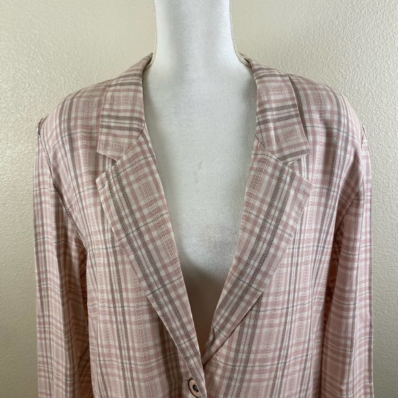 Vintage Rampage Pink Rayon Plaid Oversized Blazer - Picture 7 of 12